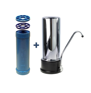 Chlora+™ Chrome Plated Countertop Water Filter with Unique Replaceable Cartridge